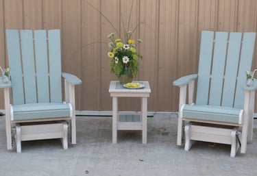 Matching set of gliders and table on patio
