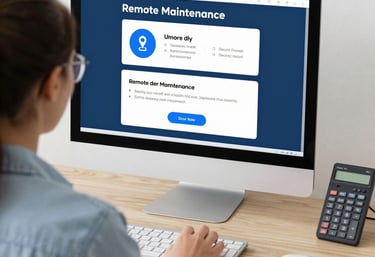 Technician remotely assisting a medical office computer system.