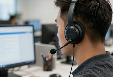 Modern office workspace with lsdata team collaborating on IT solutions.