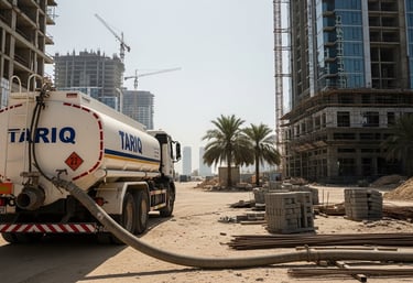 water tanker supply water to construction building