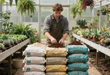 A vibrant marketplace scene showing diverse plants and happy customers interacting.