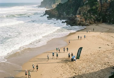 group of elevate retreat guests running on the beach in South Africa