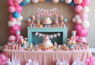 A warm, candid photo of the Creative Couzins family setting up decorations at a colorful outdoor party.