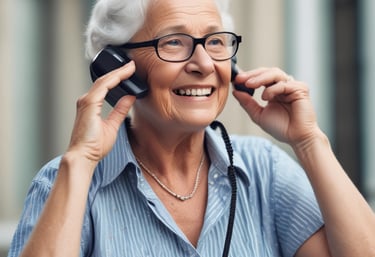 Close-up of hands holding a smartphone displaying the Vera Care app interface with clear, easy-to-read icons.