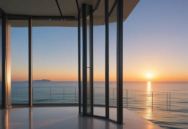A serene morning scene with soft sunlight filtering through sheer curtains onto a cozy reading nook.