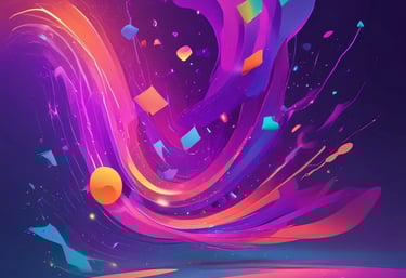 A sleek digital workspace displaying AI-generated content on multiple screens.