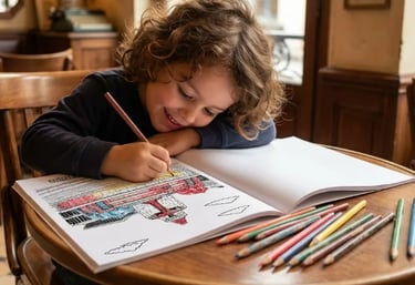 young child coloring a coloring book page