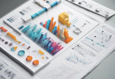 A team analyzing data charts on multiple screens in a modern office.