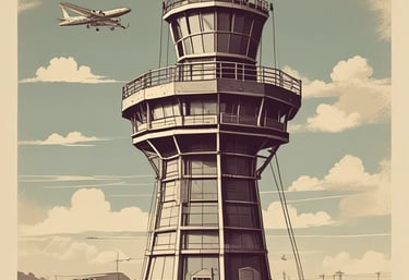 A vibrant map showing airports lit up with different colors indicating current weather conditions.