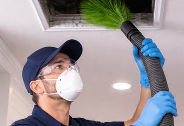 safe air duct cleaning performed by professional technician