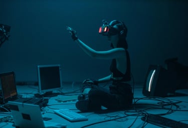 a woman in a virtual reality headset