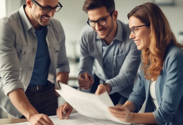 Aerial view of a residential construction site consisting of multiple gray buildings arranged in a structured manner. Surrounding the construction are numerous houses that form a densely packed urban neighborhood. There is a central cylindrical structure within the construction site, possibly a water tower. Various vehicles are parked along a road adjacent to the site, and greenery can be seen in the nearby areas.