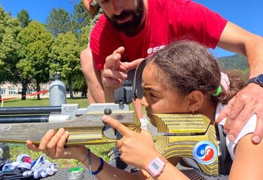 Activité original du biathlon à découvrir l'été pour les enfants dans le Vercors