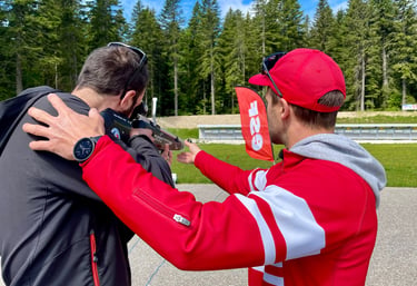 Activité de biathlon pour les adultes dans le Vercors avec l'ESF Autrans