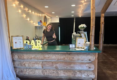 Bartender setting up the bar