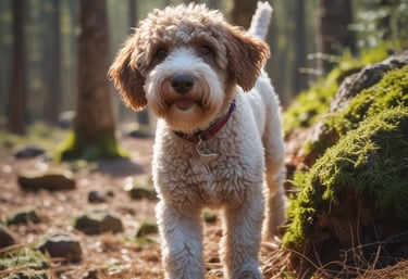 Three chocolate truffles sit elegantly in a small metallic cup, each with a distinct coating – one is covered in chocolate sprinkles, another in a smooth dark chocolate shell, and the last in cocoa powder.
