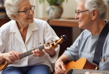 A simple piece of white paper is taped to a wall with two strips of white tape. The paper has a drawing of a musical note and the words 'Music Heals!' written in bold, black lettering.
