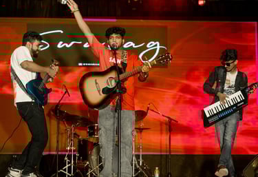 Live band performing at an outdoor wedding in Bengaluru."
