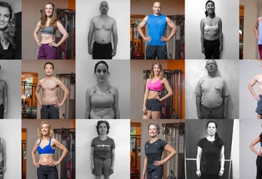 before and after photos showing body transformation progress after online coaching program