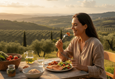 a lady eating a healthy meal