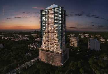 a tall building with a tall tower in the middle of it