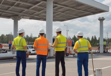 An electric vehicle charging station featuring a red and white design. The station is labeled with 'DC Fast EV Charging Only' and includes a combo connector. It is situated outdoors on a grassy area during nighttime, illuminated by nearby artificial lights.
