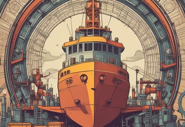 Three men are standing in a well-lit indoor space, possibly a market or showroom. One man is wearing a jacket with a map of Japan printed on the back, while the other two wear hats and casual attire. The setting includes large hanging lights and various booths and displays.