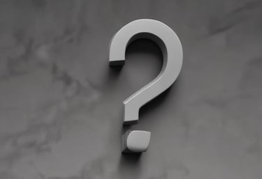 a blue question mark on a pink background