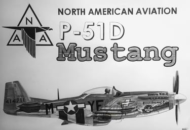 Dessin d’un avion P-51D Mustang réalisé par l’artiste Alain Mitildjan