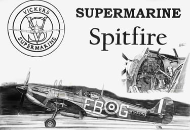 Dessin d’un avion Spitfire réalisé par l’artiste Alain Mitildjan