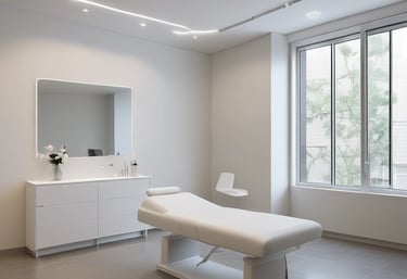 A close-up of a laser treatment device in a clinical setting.
