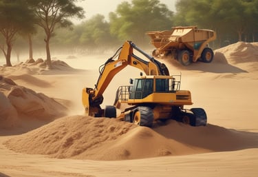 Trucks transporting coal, emphasizing logistics operations.