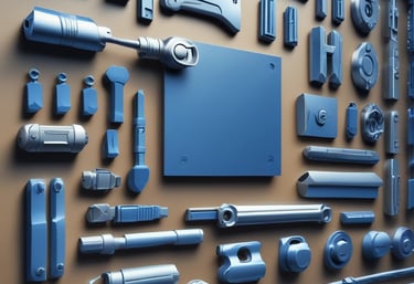 A close-up view of various hand tools and measuring devices, including a folded ruler with visible numerical markings and a large metallic tool with a cylindrical grip. The tools are arranged casually on a table, suggesting a workshop or garage setting.