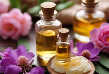 A relaxing massage setting with soft lighting and calming decor.