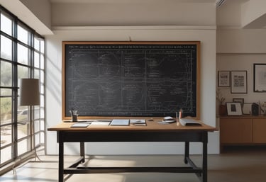 A peaceful setting with soft colors like light blue and green.