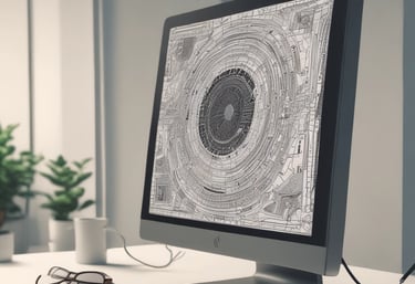 A computer screen displays a graphic and art