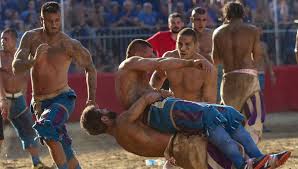 Calcio Storico Fiorentino players battling in historic Florence tournament