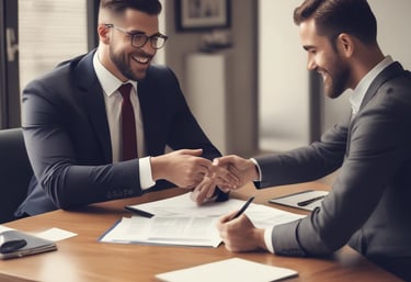 A insurance agent closing a deal