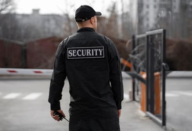 A Security Officer protecting a property premises.