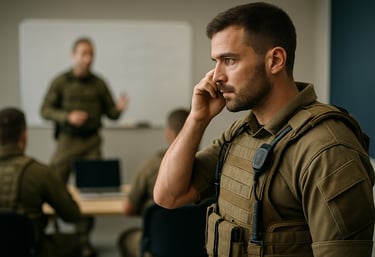 Tactical operator preparing for training or mission briefing – representing qualified security job a
