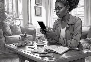 woman sitting around table holding tablet
