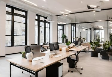 Textile fabrics company: spacious open plan offices