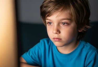 Child staring at a screen, illustrating the impact of screen time