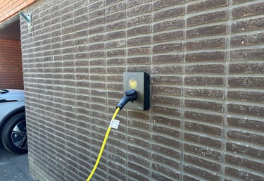 A wall-mounted Zaptec Go 2 EV charging station.