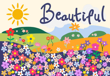 Pretty flowers scene postacard