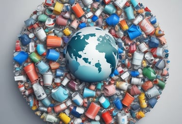 A collection of colorful recyclable plastics stacked for processing.