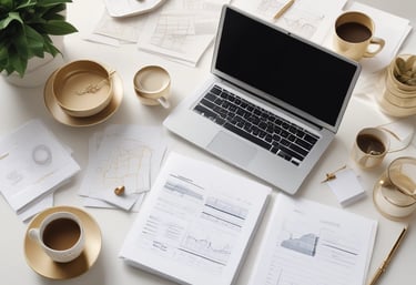 A luxurious design featuring real estate branding elements.