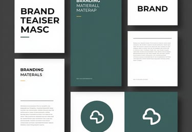 A sleek workspace with mood boards and design sketches reflecting brand concepts.