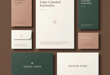 An elegant workspace featuring sleek black typography on ivory paper with muted gold accents.