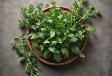 Dried herbs and flowers are scattered across a surface, spilling out of a white container. In the midst of the natural elements, a small wooden spoon with 'made with love' written on it is visible.